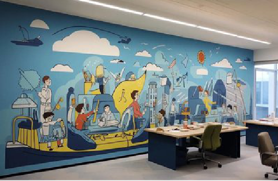 定南办公室墙绘的特点。