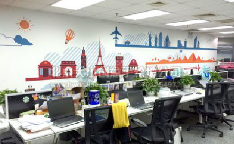 定南教你设计办公室墙绘的方法。